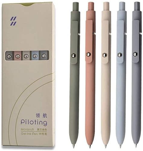 Fiover 5pcs Gel Pens Quick Dry Ink Pens Fine Point Premium Retractable