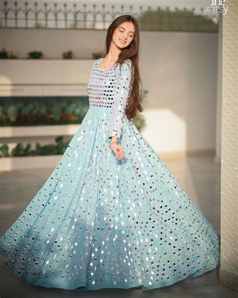 Pin By Mr Sandeep On Mahnoor Sheikh Mirror Work Dress Long Dress