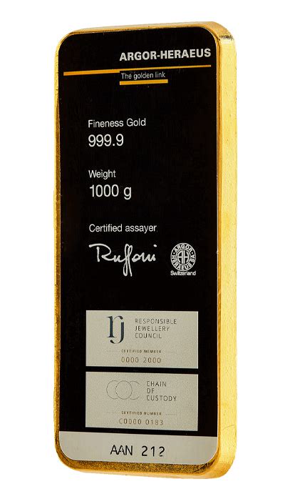 Lingotto Oro ARGOR HERAEUS 1 Kg Bertuccioli Gold