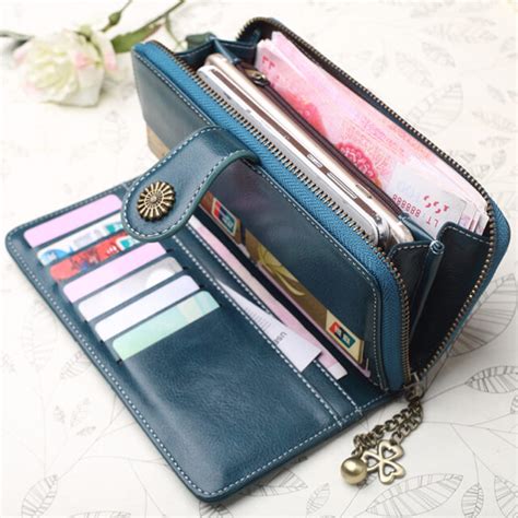 Womens Long Leather Cell Phone Wallet Large Capacity Funiyou