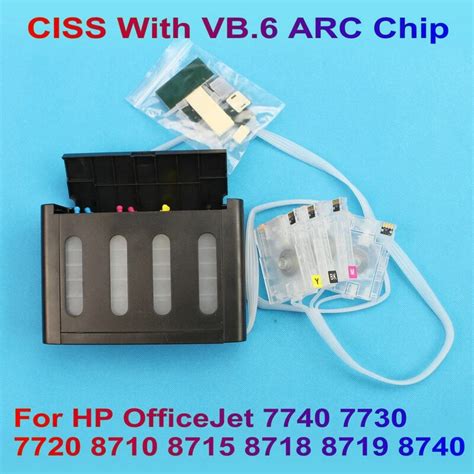 Empty Ciss Ink System With Vb6 Arc Auto Reset Chip 952 953 954 955 For Hp Officejet 7740 7730