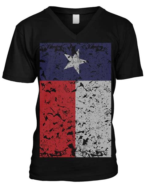 Oversized Distressed Texas Flag The Lonestar State Texan Mens V Neck