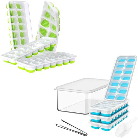 Amazon DOQAUS Ice Cube Tray With Lid And Bin 8 Pack Silicone