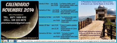 Teerum Valgemon Aesai Calendario Eventi Novembre Al Planetario