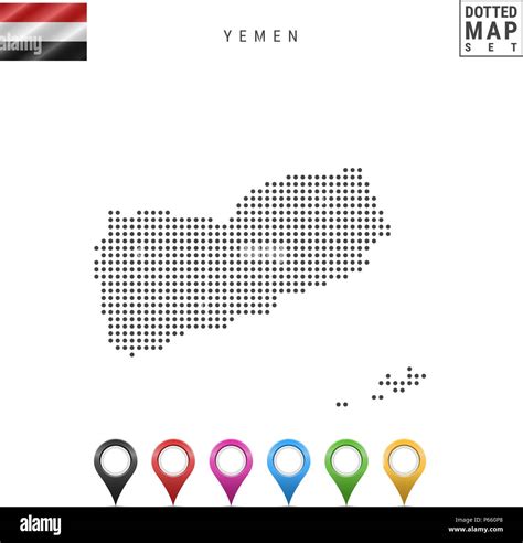 Dots Pattern Vector Map Of Yemen Stylized Silhouette Of Yemen Flag Of