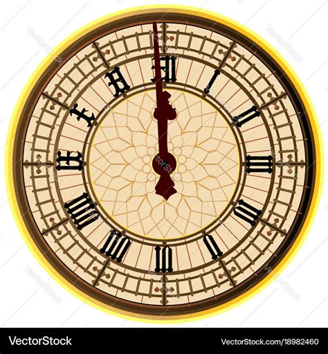 Big ben midnight clock face Royalty Free Vector Image