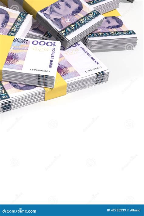 Norwegian Krone Notes Bundles Stack Stock Image