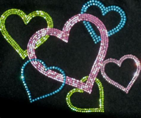 Hearts Love Valentine Hot Fix Iron On Rhinestone TRANSFER Etsy Rhinestone Transfers