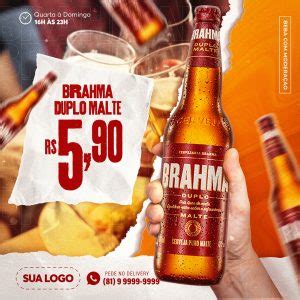 Cerveja Brahma Duplo Malte Social Media Psd Edit Veis Bares Bebidas