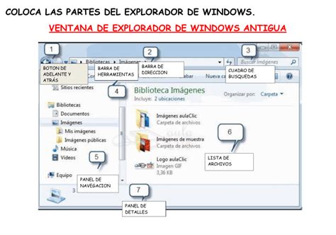 Coloca Las Partes Del Explorador De Windows Antiguo Y Actual