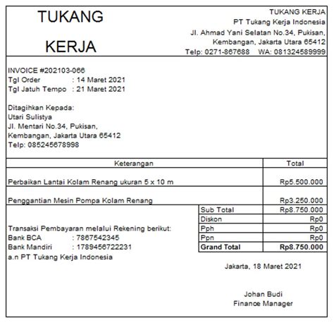 Contoh Invoice Tagihan Sederhana Homecare24