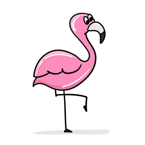 Cartoon Flamingo Cute Pink Flamingo Cartoon Sticker Thick Outline