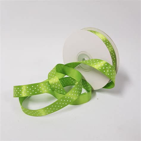 Satin Ribbon Small Dots 15mm Lime Desflora