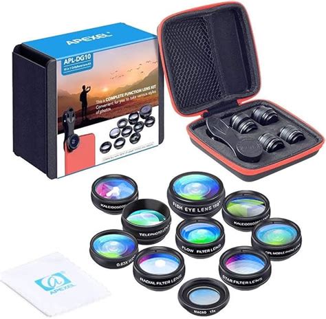 Apexel 10 In 1 Phone Camera Lens Kit Wide Angle Lens Macro Lens