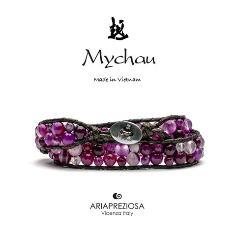 Aria Preziosa Bracciale Vietnamita Mychau Son La Agata Magenta