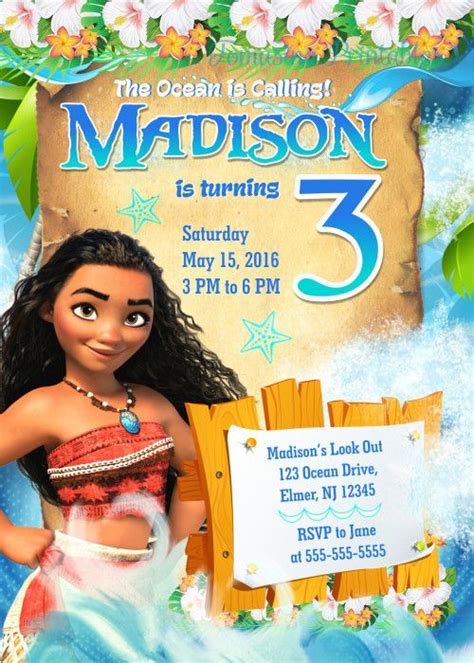 Moana Birthday Invitation Printable Digital Personalized 2 Luau Party