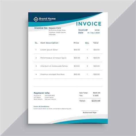 Invoice Template Design For Business Vector Free Download