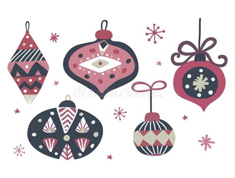 Hand Drawn Christmas Balls With Geometric Ornament Christmas Card