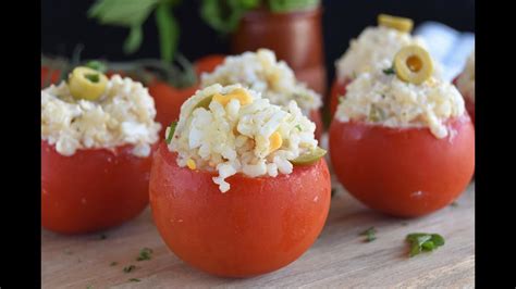 Tomates Rellenos De Arroz F Ciles Y Saludables Youtube