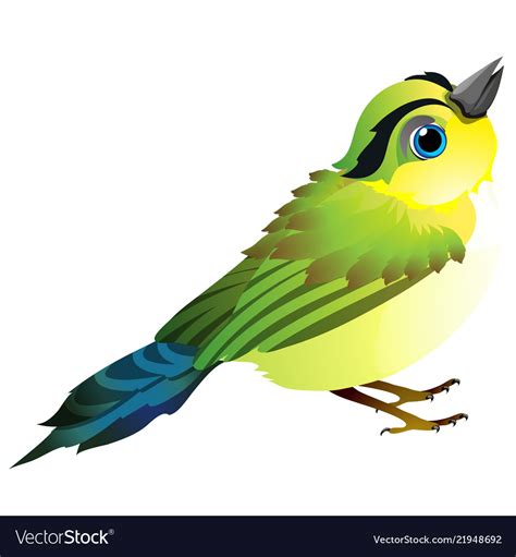 Cute Animated Bird Isolated On White Background Vector Image