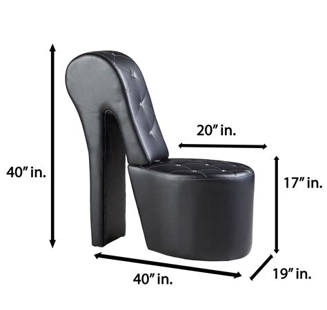 Best Master Furniture High Heel Faux Leather Shoe Chair With Crystal