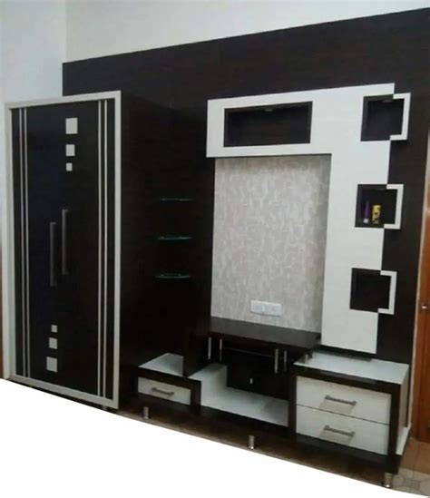 Dark Brown And White Wall Mounted Wooden Tv Unit For Home At Rs