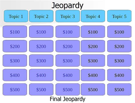 Jeopardy Printable Template