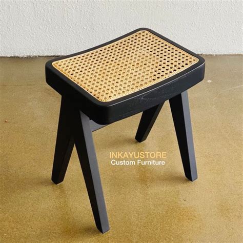 Jual Stool Unik Minimalis Kayu Jati Mix Rotan Stool Minimalis Anyaman