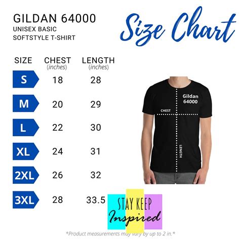 Gildan 64000 Unisex Basic Softstyle T Shirt Size Chart Inches With