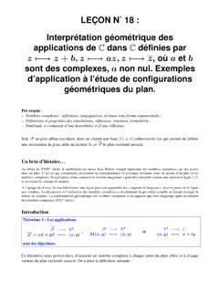 LEÇON N 18 Interprétation géométrique des C z le 199 on n 18