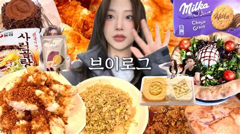 Vlog 당 그거 어떻게 끊는 건데🤷🏻‍♀️🍫먹방 브이로그 찹쌀탕수육볶음밥아이스크림사리곰탕라면초코케이크과자먹방