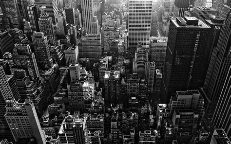 New York Skyline At Night Black And White Wallpaper