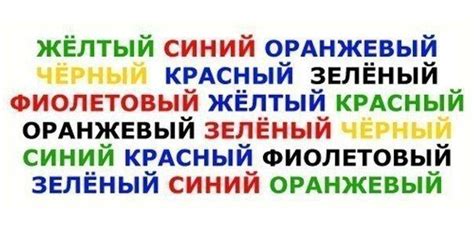 Назови цвет слова Нужно глядя на эти слова произнести вслух цвета ...