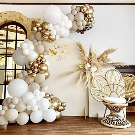 Bohème Guirlande De Ballons 146 pièces Blanc Sable Ballons Cambre Kit