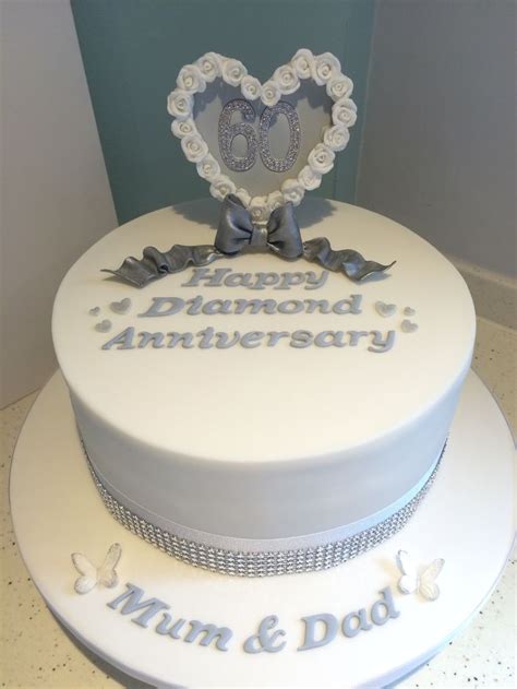 60th Diamond Wedding Anniversary Round Cake 60th Anniversary Cakes