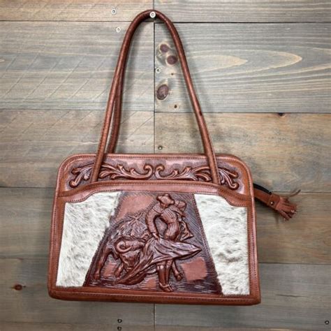 Vintage Mont Abur Mexican Tooled Leather Purse Aztec Gem