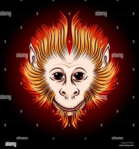 Cute Fire monkey face. Eastern Symbol of next year Stock Vector Image ...