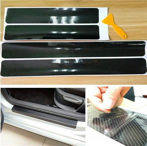 Carbon Fiber Car Door Plate Sill Scuff Cover Anti Scratch 4D Sticker