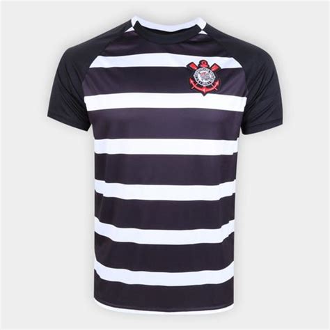 Camiseta Corinthians Harris Masculina Preto E Branco Spr Camisa