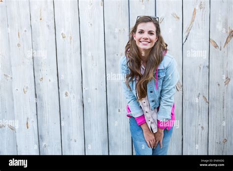 Beautiful Brunette Smiling At Camera Stock Photo Alamy