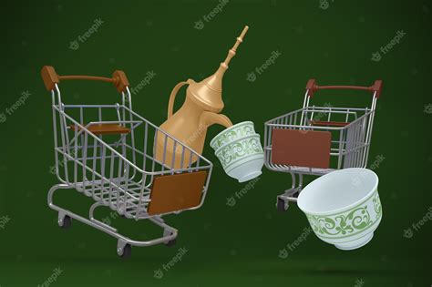 Premium Photo Eid Shopping Trolleys Floating