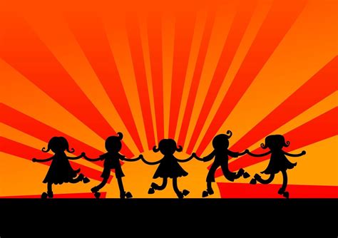 Sunset Kids Silhouette Scene 2744352 Vector Art At Vecteezy
