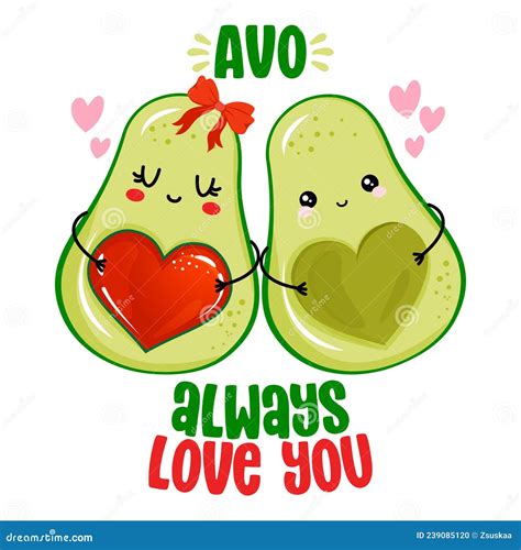 Avo I Will Always Love You Cute Hand Drawn Avocado Couple