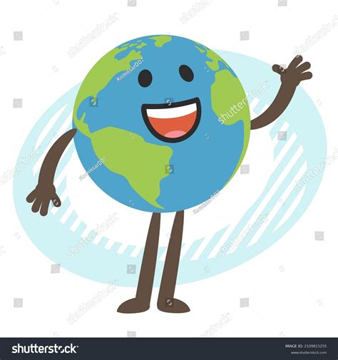 Cartoon Planet Earth Character Greeting Vector Stock Vector Royalty