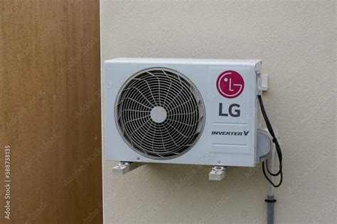 LG air conditioner logo and sign on equipment conditioning outside the ...