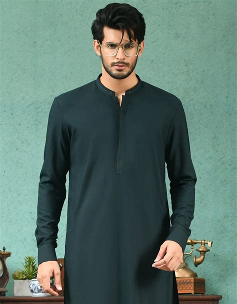 Dark Green Blended Kameez Shalwar Jjks A 42250