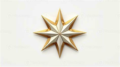 Macro Of Gold Christmas Star Isolated On White Background Created With