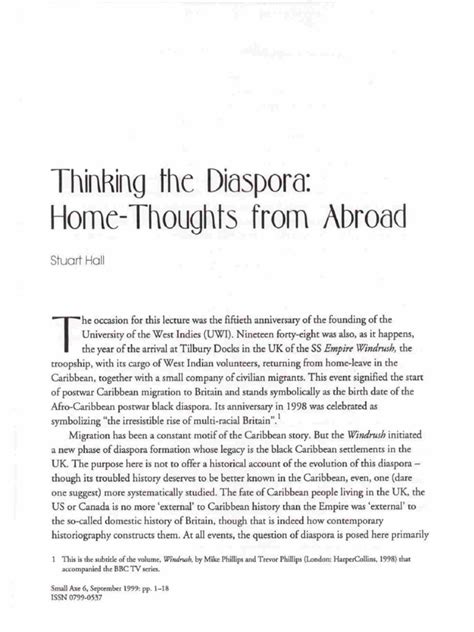 Stuart Hall Thinking The Diaspora Home Thoughts From Abroad Pdf