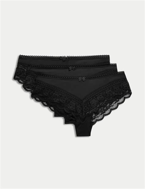 3pk Lace Trim Brazilian Knickers Mands Collection Mands