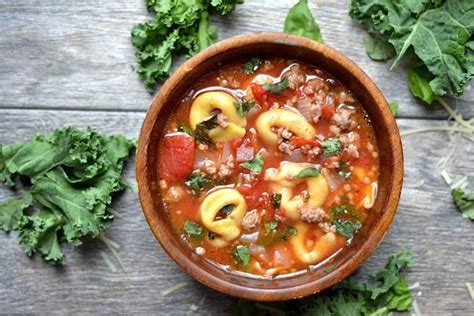 Slow Cooker Sausage Kale And Tortellini Soup Wholesomelicious